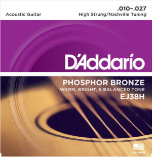 D'Addario EJ38H Phosphor Bronze Guitar Strings Nashville Tuning 10-27