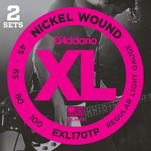 D'Addario EXL170TP Nickel Wound Bass, Light, 45-100, Long Scale TWIN PACK