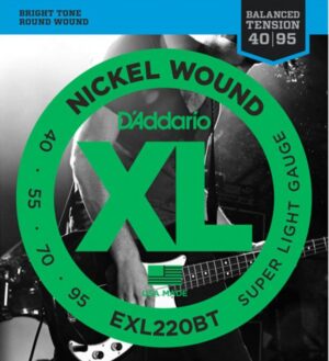 D'Addario EXL220BT Nickel Wound, Balanced Bass Guitar Strings Super Light, 40-95