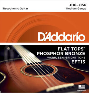 D'Addario EFT13 Flat Tops, Medium, Acoustic Resophonic Guitar Strings 16-56