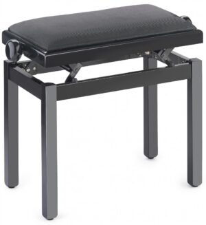 Stagg Piano Bench Adjustable, High Gloss Black With Black Velvet Seat PBF39 BKP VBK