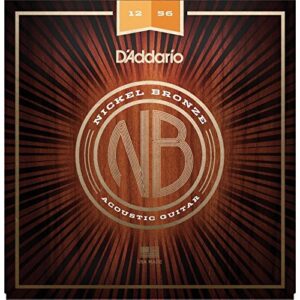 D'Addario NB1256 Nickel Bronze Acoustic Guitar Strings, Light Top / Med Bottom, 12-56