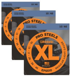 D'Addario Pro Steels Electric Guitar Strings EPS510 LIGHT X3 SETS