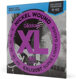 D'Addario EXL120BT Nickel Wound, Electric Guitar Strings Super Light, 09-40