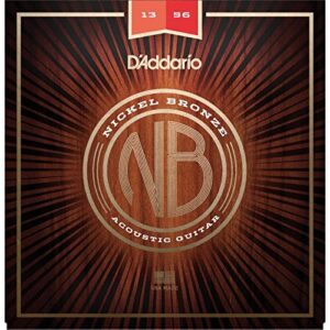 D'Addario NB1356 Nickel Bronze Acoustic Guitar Strings, Medium, 13-56