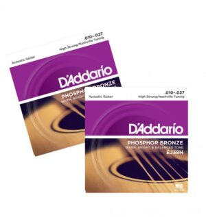 D'Addario EJ38H (X2 PACK) Phosphor Bronze Acoustic Guitar Strings, High Strung/Nashville Tuning