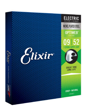 Electric Guitar Strings Elixir 9-52 Optiweb 7 String, Super Light 100% Genuine