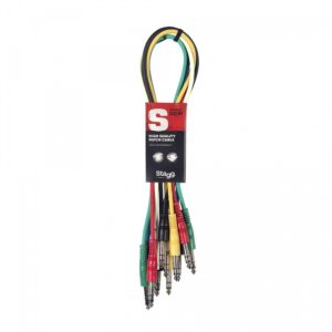 Stagg 60cm/2ft Stereo Jack Patch Cables (X6 Pack) SPC060S E