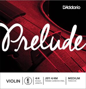D'addario Prelude Violin Single E String, 4/4 Scale, Medium Tension J811 4/4M