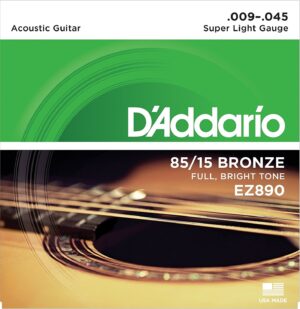 D'Addario EZ890 85/15 Bronze Acoustic Guitar Strings, Super Light, 09-45