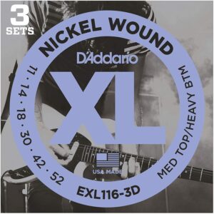 D'Addario EXL116-3D Electric Guitar Strings, 11-52, 3 SETS