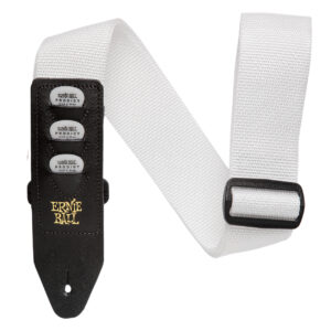 Electric Guitar Strap Ernie Ball With Pick Holders, White 100% Genuine