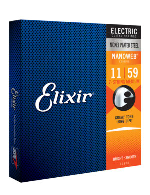 Elixir 12106 Nanoweb 7 String Electric Guitar Strings 11-59 Medium 100% Genuine