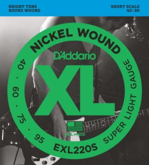 D'Addario EXL220S XL Nickel Wound Super Light (.040-.095) Short Scale Electric Bass Guitar Strings