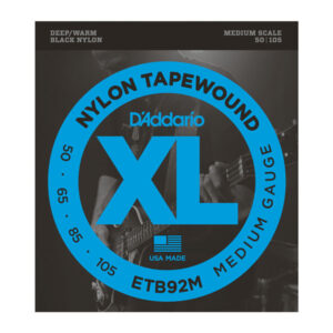 D'Addario ETB92M Medium Scale Black Nylon Tapewound Bass Guitar Strings