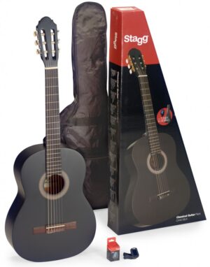 Stagg Black Classical Guitar Pack, Includes Tuner & Bag C440 M BLK PACK