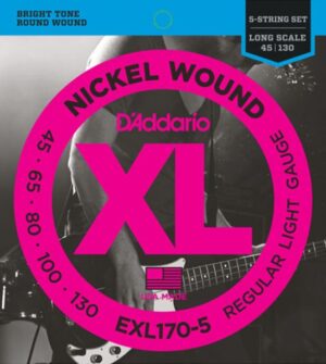D'Addario EXL170-5 Nickel Wound 5-String Bass Guitar, Light, 45-130, Long Scale