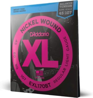D'Addario EXL170BT Nickel Wound Bass Guitar Strings, Balanced Tension Regular Light, 45-107, Long Scale