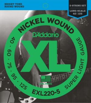 D'Addario 40-125 Super Light 5-String, Long Scale, XL Nickel Bass Strings