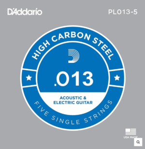 D'Addario PL013-5 Acoustic Or Electric 013 Plain Steel Guitar Strings FIVE PACK!