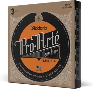 D'Addario EJ43 Light Tension, Pro-Art Nylon Classical Guitar Strings 3-Pack