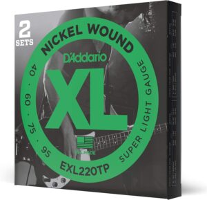 Bass Guitar Strings D'Addario EXL220TP Nickel Wound Super Light 40-95 Twin Pack