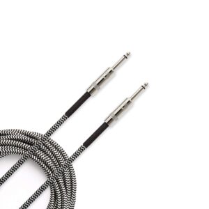 D'Addario PW-BG-15BG Custom Series Braided Instrument Cable, Grey, 15 Feet