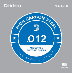 D'Addario PL012-5 Acoustic Or Electric 012 Plain Steel Guitar Strings FIVE PACK!