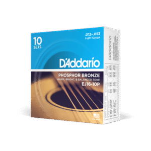 D'Addario Light 12-53 Phosphor Bronze Acoustic Guitar Strings TEN SETS