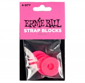 Ernie Ball PINK Strap Blocks, Securely Fasten Guitar Instrument Strap 100% Genuine