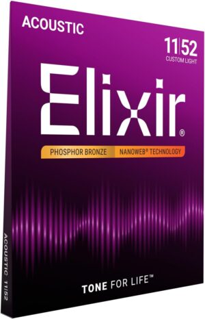 Acoustic Guitar Strings Elixir 11-52 Nanoweb Phosphor Bronze 100% Genuine