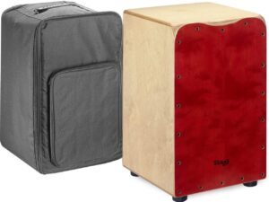 Stagg Cajon Drum Birch Wood, Red With Padded Bag Case