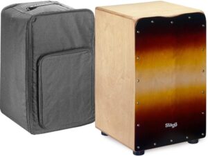Stagg Cajon Drum Birch Wood, Sunburst With Padded Bag Case