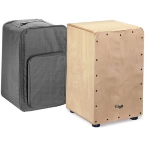 Stagg Cajon Drum Birch Wood, Natural With Padded Bag Case