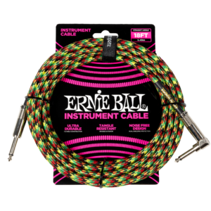 Guitar Instrument Cable Ernie Ball 18ft Braided Good Vibrations 100% Genuine